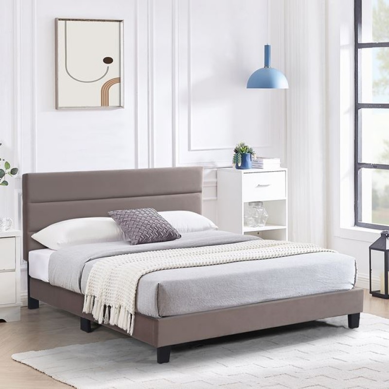 PRIMO Κρεβάτι Διπλό για Στρώμα 150x200cm, Ύφασμα Cappuccino, με Κεφαλάρι πολλαπλών θέσεων Κωδικός: [Ε-00025591] Ε8805,21