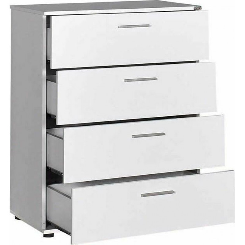 Ξύλινη Συρταριέρα Κρεβατοκάμαρας SFN 540 με 4 συρτάρια Λευκή 73x44x96εκ.Κωδικός: SFN-540-BB