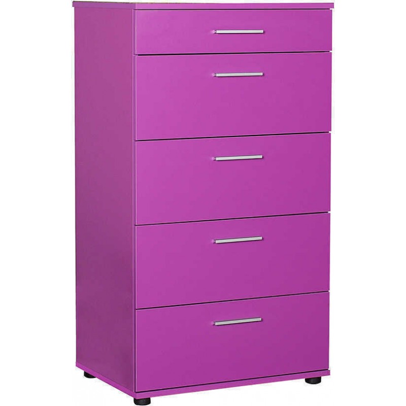 Ξύλινη Συρταριέρα Κρεβατοκάμαρας Side με 5 συρτάρια Μωβ 60x44x108εκ.Κωδικός: FD-SFN550-UU