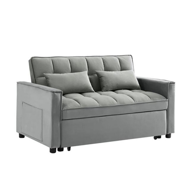 TEMPO Καναπές - Κρεβάτι, Με ανάκλιση πλάτης, Ύφασμα Velure Γκρι Κωδικός: [Ε-00025536] Ε998,1