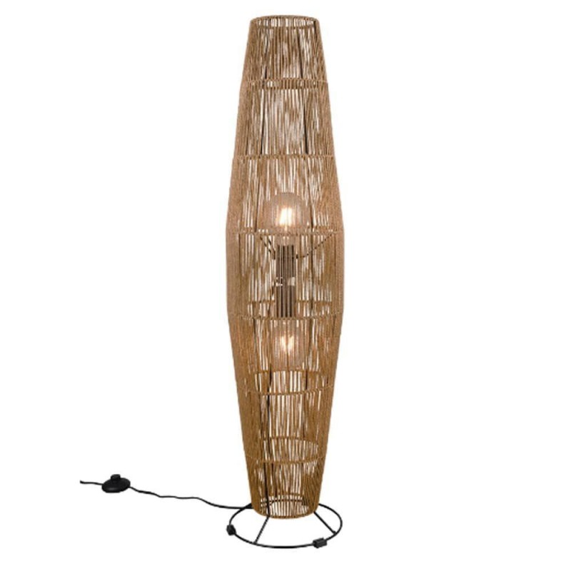 Φωτιστικό Δαπέδου Καφέ Ψάθινο Πλεκτό MIKI 2x E27 Reality- R41102026