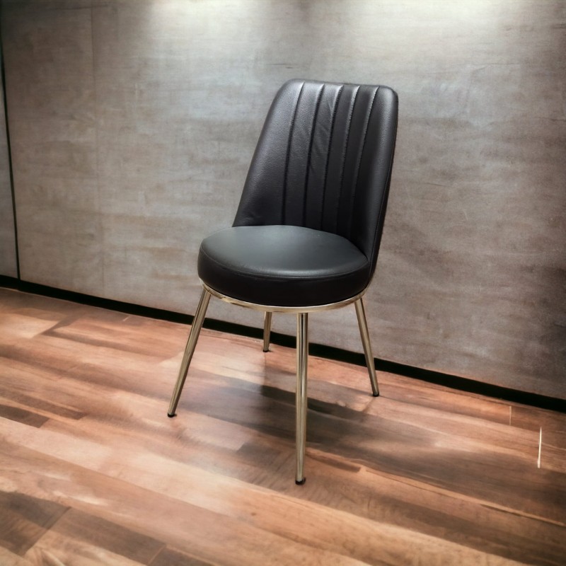 Gold Καρέκλα Τραπεζαρίας με Επένδυση Δερματίνης Μαύρη 47x46x92εκ.Κωδικός: FD-GOLD-BU