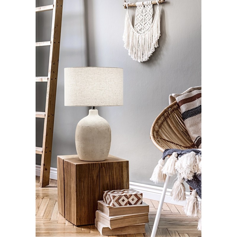 TRIBALE 8287 BG Επιτραπέζιο φωτιστικό κεραμικό με υφασμάτινο καπέλο PERENZ Ø35cm