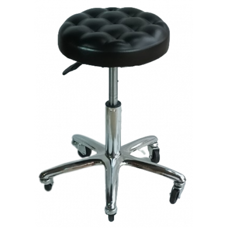 BJH-S16 σκαμπό τροχήλατο γραφείου ΔΕΡΜΑΤΙΝΗ ΜΑΥΡΗ, Φ46x39/53