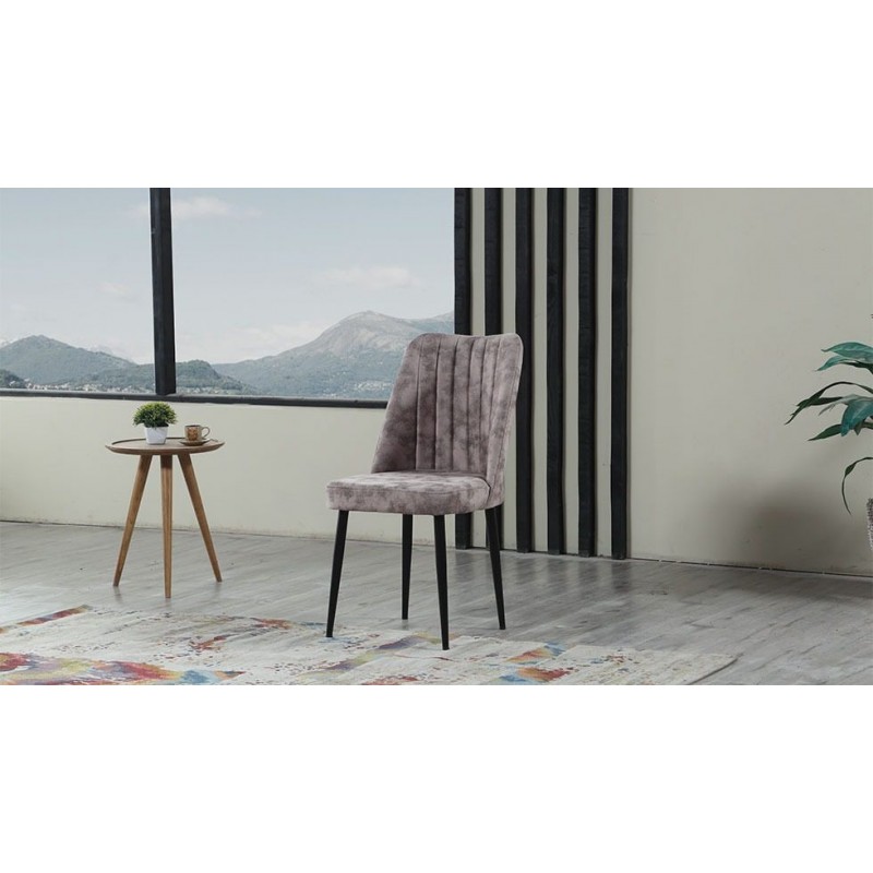 Καρέκλα Τραπεζαρίας Βελούδινη Μπεζ / Καφέ 46x49x92εκ.Κωδικός: FD-DELUX-BGBR