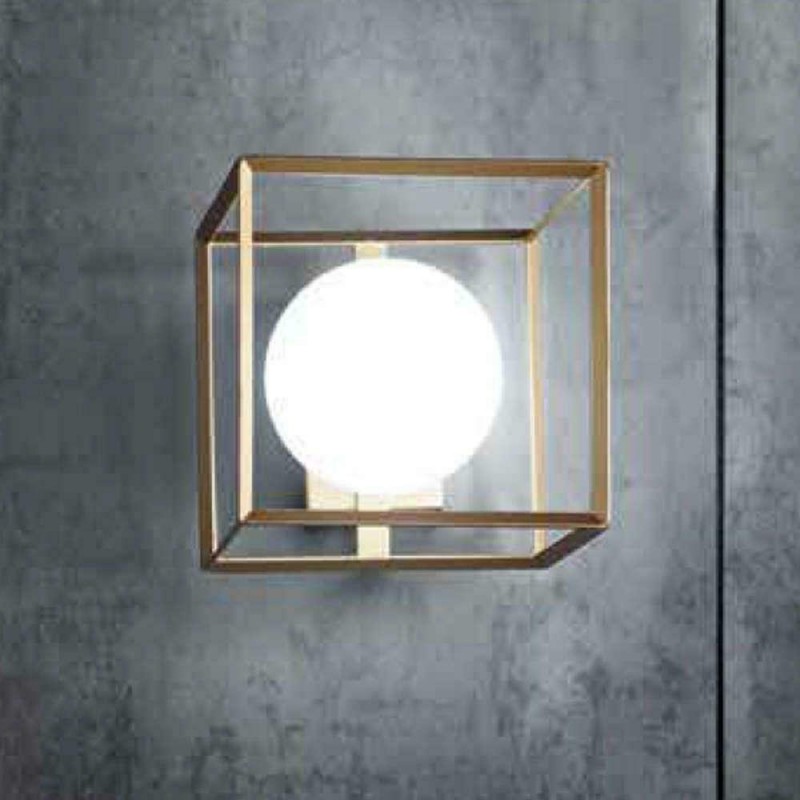 CUBE απλίκα τοίχου της PERENZ 6691OR από μεταλλο & γυαλί - χρυσό