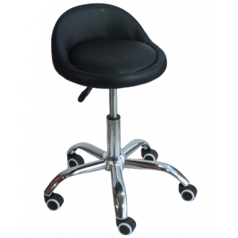 SPIDER σκαμπό τροχήλατο γραφείου δερματίνη ΜΑΥΡΗ, 50x50xΗ53/64