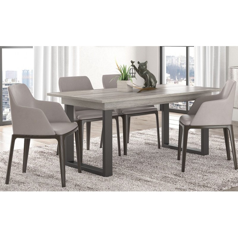 Dario Τραπέζι Τραπεζαρίας Επεκτεινόμενο Ξύλινο με Μεταλλικό Σκελετό Grey 150(+30)x90xΚωδικός: FD-DARIO-GR