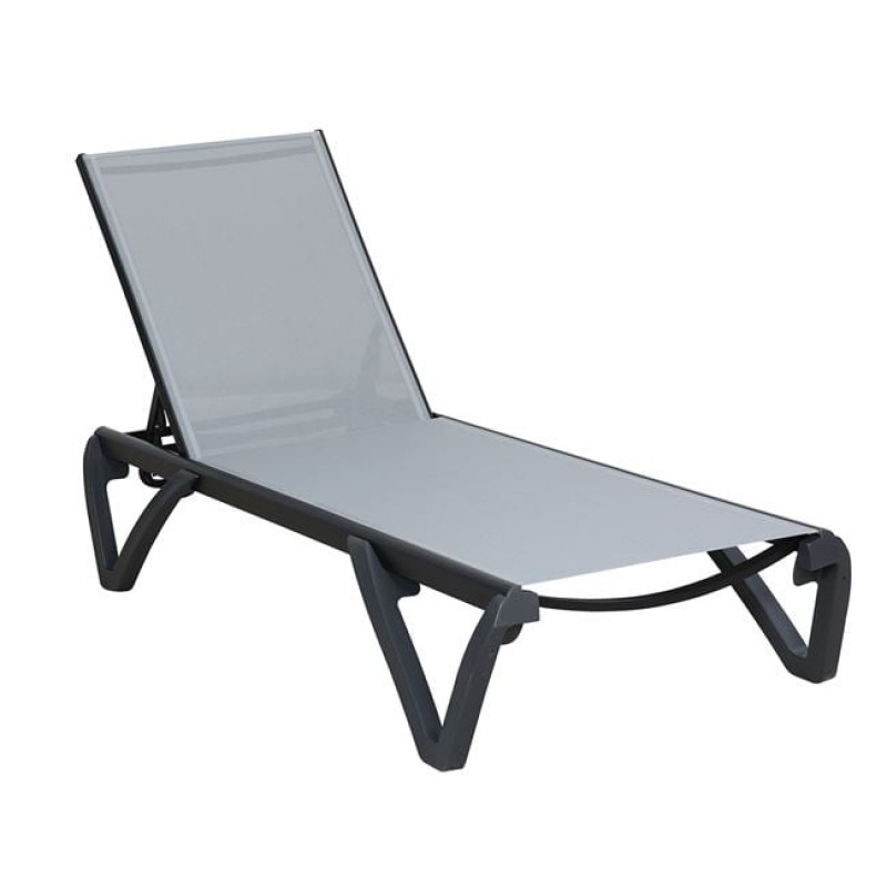 CAPRI K/D Ξαπλώστρα Αλουμίνιο Μαύρο, PP-UV Μαύρο - Textilene Γκρι Κωδικός: [Ε-00026084] Ε3383,1