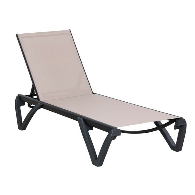 CAPRI K/D Ξαπλώστρα Αλουμίνιο Μαύρο, PP-UV Μαύρο - Textilene Cappuccino Κωδικός: [Ε-00026085] Ε3383,2