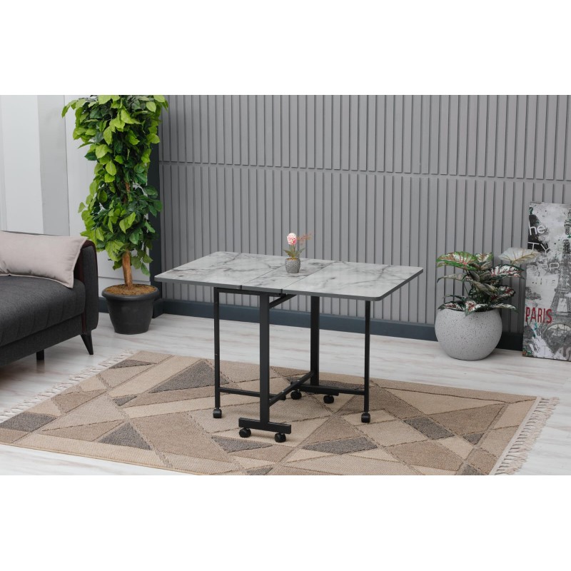 ΤΡΑΠΕΖΙ ΚΟΥΖΙΝΑΣ(TOMMY) ΠΤΥΣΣΟΜΕΝΟ ΛΕΥΚΟ ΜΑΡΜΑΡΟ Κωδικός προϊόντος: FD-TOMMY-W