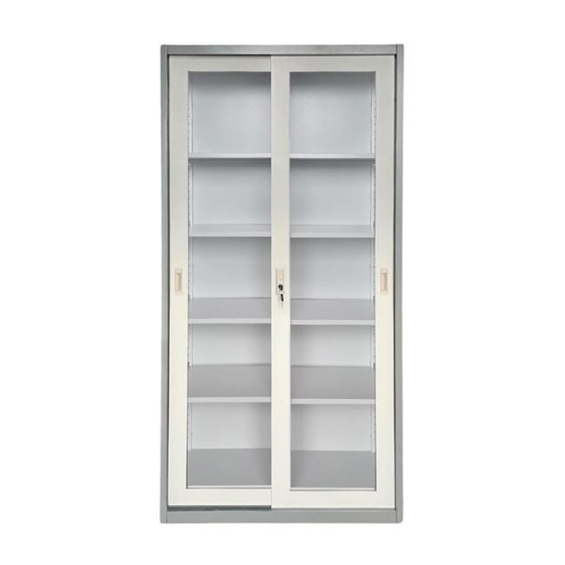 ΝΤΟΥΛΑΠΑ Δίφυλλη με Συρόμενες επάλληλες πόρτες, 4 Ράφια, Μέταλλο Βαφή Γκρι Κωδικός: [Ε-00025794] Ε6012,1