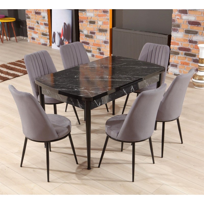 Flywood Τραπέζι Κουζίνας Επεκτεινόμενο από Μασίφ Ξύλο & Μέταλλο Μαύρο 130(+40)x80x75εκ.Κωδικός: FD-FLYWOOD-BLACK