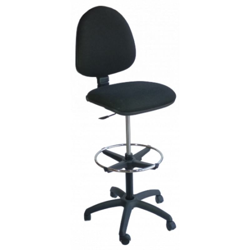 SU-690B-STOOL σκαμπό τροχήλατο σχεδιαστηρίου κάθισμα ΥΦΑΣΜΑ ΜΑΥΡΟ, 46x56xΗ110/135