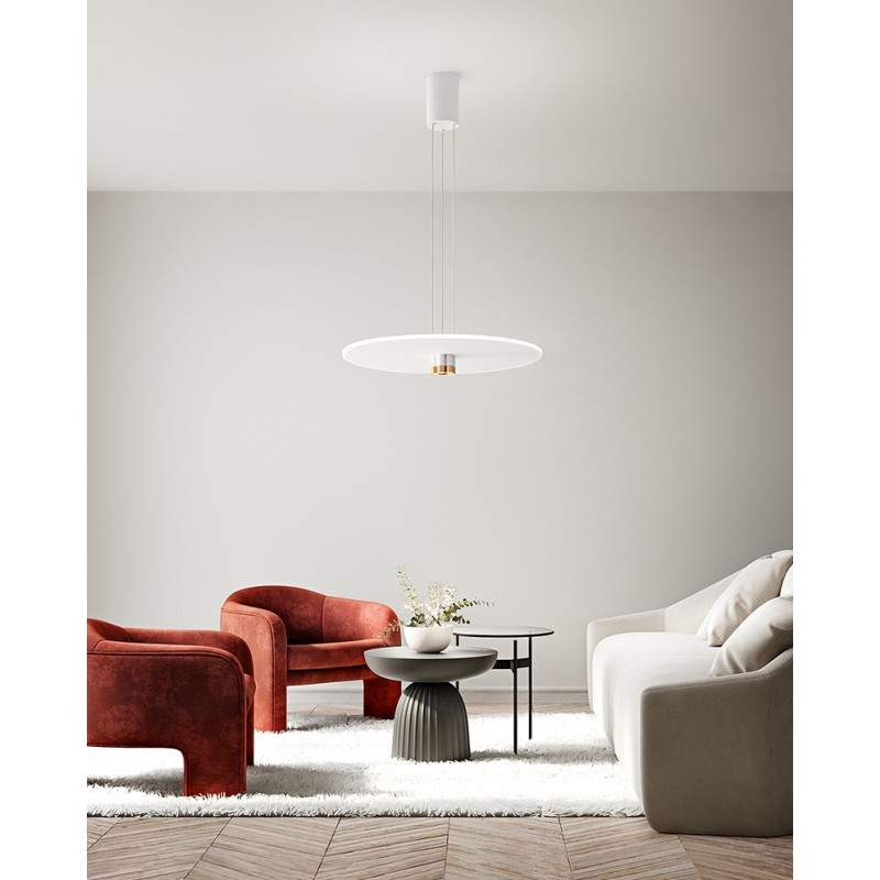 STREAM Φωτιστικό κρεμαστό LED PERENZ 8262 B LC- χρώμα λευκό ματ / βουρτσισμένο χρυσό Ø71 cm