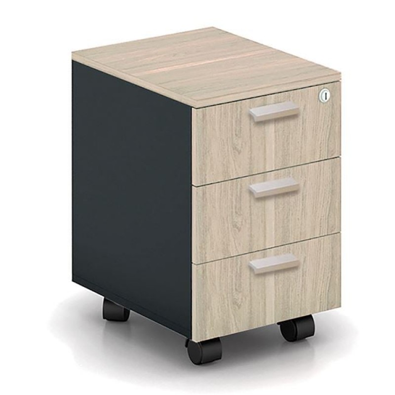 PROGRESS Συρταριέρα Τροχήλατη Γραφείου, 3 Συρτάρια, Απόχρωση Elm - Sky Grey Κωδικός: [Ε-00023678] ΕΟ836