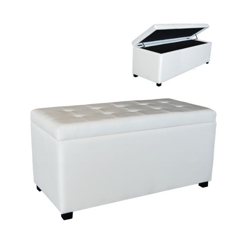 DENISE Σκαμπό με Αποθηκευτικό Χώρο - Ταμπουρέ, PU Εκρού Κωδικός: [Ε-00014444] Ε7048,1