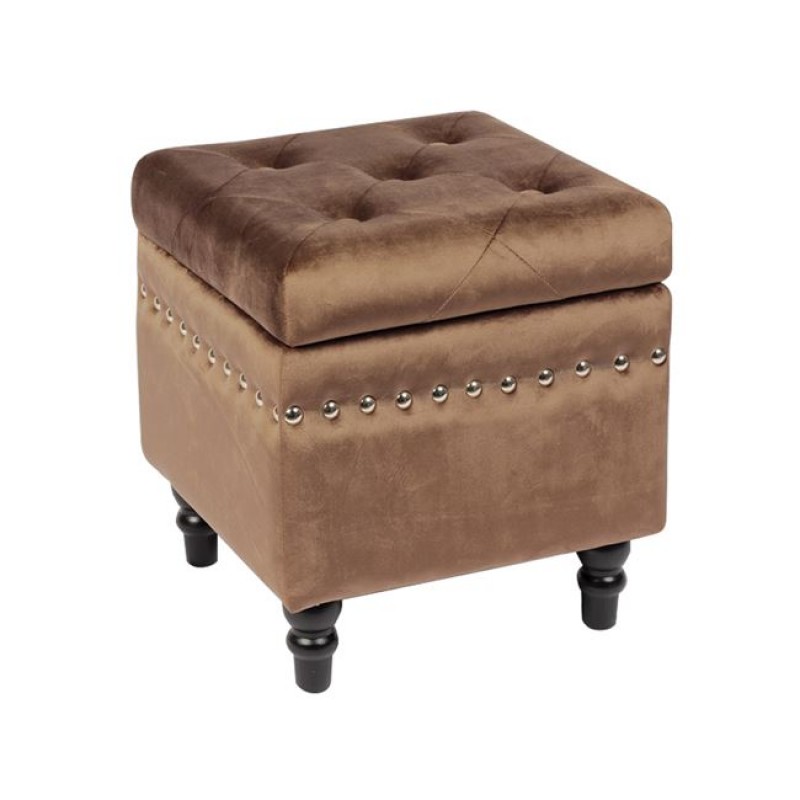 LOKO Σκαμπό Αποθηκευτικό Βοηθητικό, Ύφασμα Velure Απόχρωση Καφέ Κωδικός: [Ε-00021621] Ε7036,1