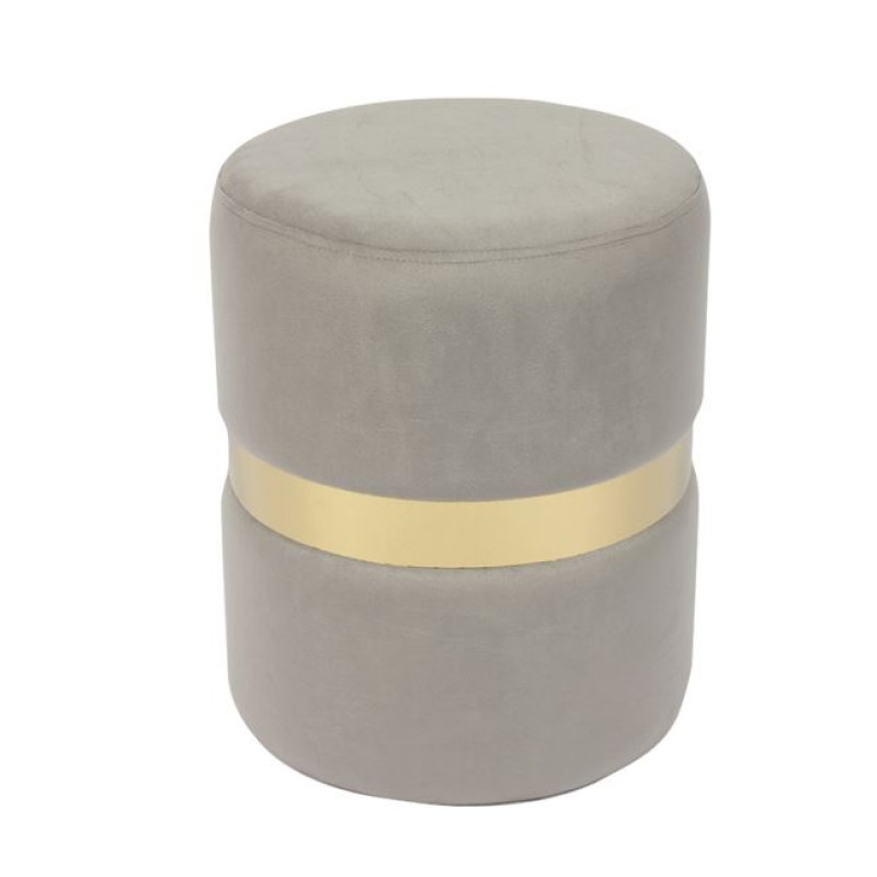 TOMMY Σκαμπό Βοηθητικό, Χρώμιο Χρυσό, Ύφασμα Velure Απόχρωση Γκρι Κωδικός: [Ε-00021625] Ε7037,4