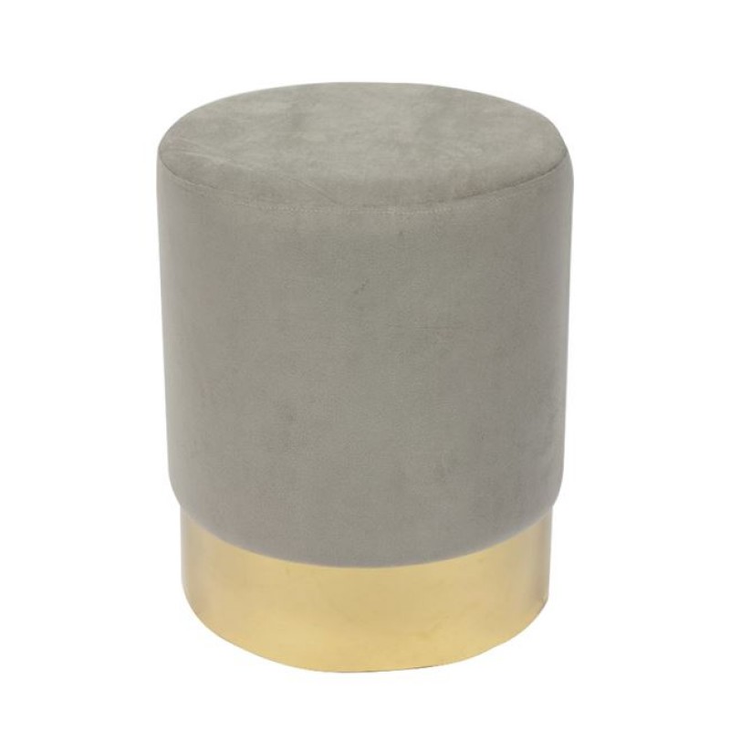 SOL Σκαμπό Βοηθητικό, Χρώμιο Χρυσό, Ύφασμα Velure Απόχρωση Γκρι Κωδικός: [Ε-00021603] Ε7030,4