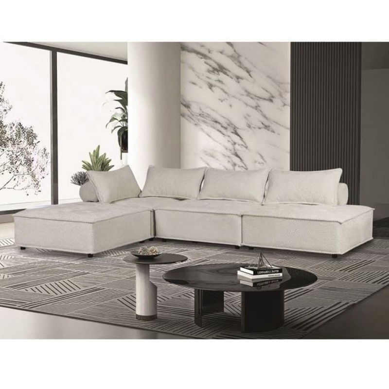 LARRY Καναπές Γωνία Αναστρέψιμη Σαλονιού - Καθιστικού, Ύφασμα Εκρού Κωδικός: [Ε-00024835] Ε9820,2