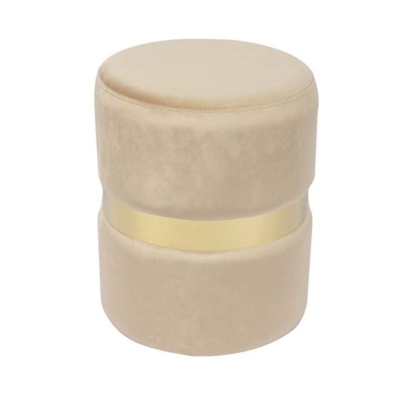 TOMMY Σκαμπό Βοηθητικό, Χρώμιο Χρυσό, Ύφασμα Velure Απόχρωση Μπεζ Κωδικός: [Ε-00021624] Ε7037,2