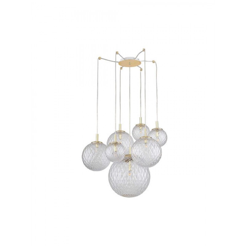 TK Lighting Cadix Κρεμαστό Φωτιστικό Χρυσό Μπάλα για 7 Λαμπτήρες G9 200x150εκ.