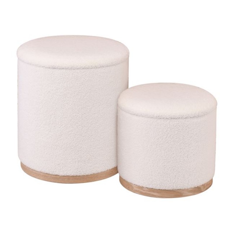 MATIC Set-2 Σκαμπό-Τραπεζάκι με Αποθηκευτικό Χώρο, Teddy Ύφασμα Εκρού Κωδικός: [Ε-00025929] Ε70401