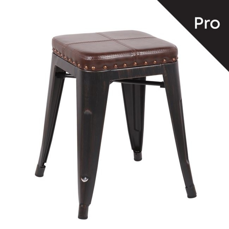 RELIX Σκαμπό-Pro, Στοιβαζόμενο, Μέταλλο Βαφή Antique Black, Pu Σκούρο Καφέ Κωδικός: [Ε-00018545] Ε5195Ρ,10