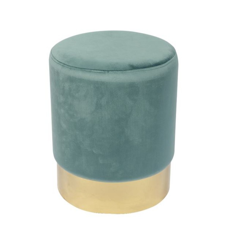 SOL Σκαμπό Βοηθητικό, Χρώμιο Χρυσό, Ύφασμα Velure Απόχρωση Βεραμάν Κωδικός: [Ε-00021601] Ε7030,2