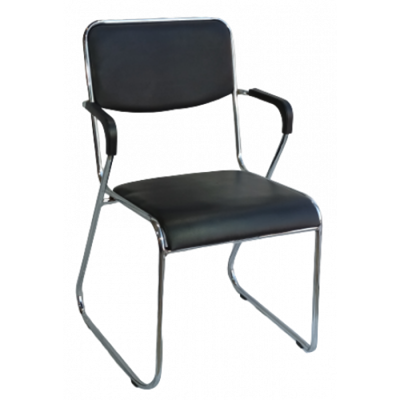 116 πολυθρόνα επισκέπτη δερματίνη ΜΑΥΡΗ, 54x52xΗ77