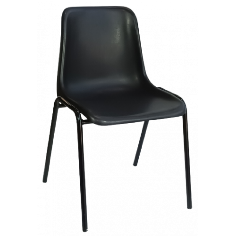 ROUMBA καρέκλα επισκέπτη μεταλλική με κάθισμα πλαστικό ΜΑΥΡΟ, 50x47xΗ80