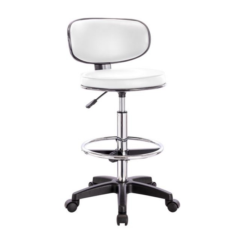 BF406 Σκαμπό Reception-Ταμείου PU Άσπρο, Τροχήλατο, Ρύθμιση Ύψους, Περιστρεφόμενο Κωδικός: [Ε-00024793] ΕΟ501,8