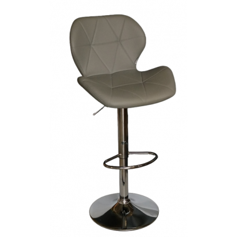 ZOZE-BAR σκαμπό ρυθμιζόμενo μεταλλικό ΧΡΩΜΙΟ δερματίνη ΓΚΡΙ / 46x48xH90-112