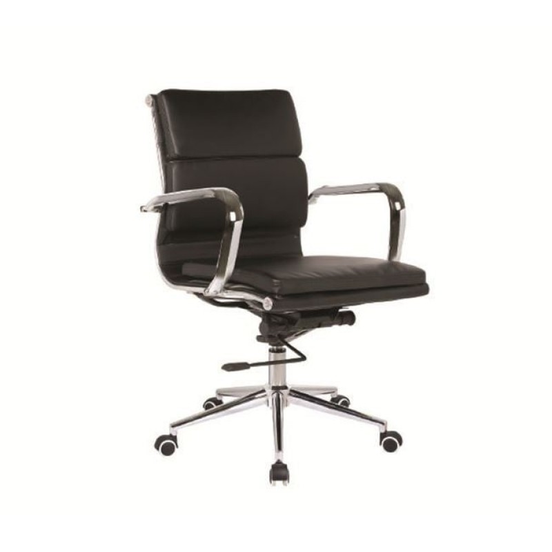 BF4801 Πολυθρόνα Γραφείου Μέταλλο Χρώμιο, PU Μαύρο Κωδικός: [Ε-00016927] ΕΟ230