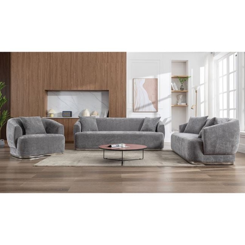 CARACAS Set Σαλόνι - Καθιστικό Πολυθρόνα-2Θέσιος-3Θέσιος, Ύφασμα Γκρι Κωδικός: [Ε-00025506] Ε9425,S2