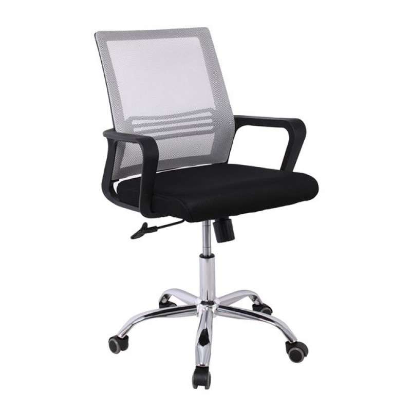 BF2110 Πολυθρόνα Γραφείου Μέταλλο Χρώμιο, Mesh Γκρι - Μαύρο Κωδικός: [Ε-00025828] ΕΟ256,1