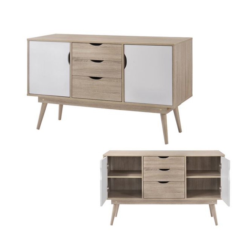 ALIDA Μπουφές Τραπεζαρίας Σαλονιού Απόχρωση Sonoma - Άσπρο Κωδικός: [Ε-00019166] Ε7345,2