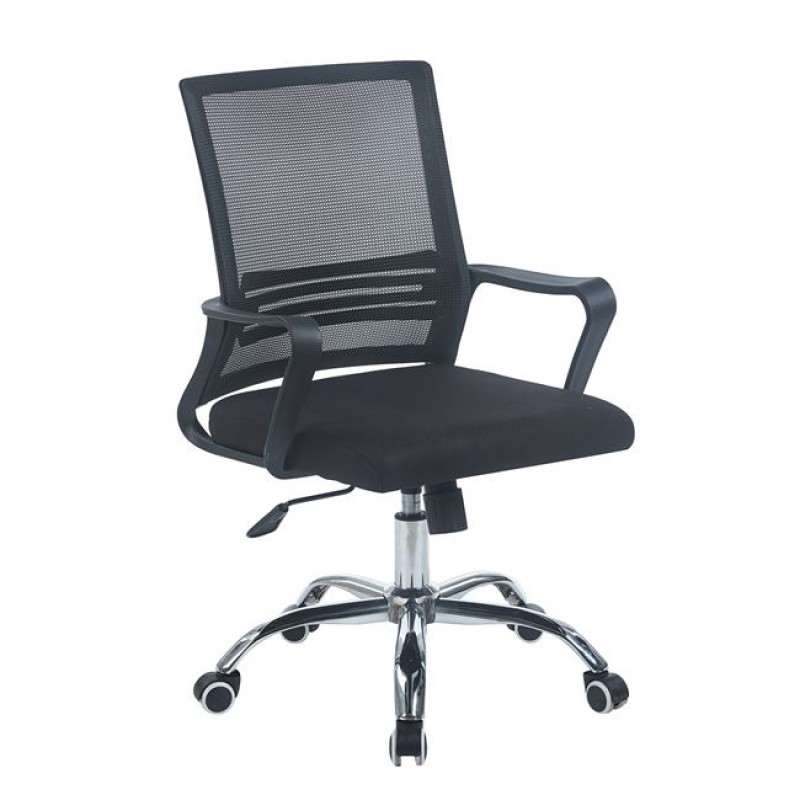 BF2110-W Πολυθρόνα Γραφείου Μέταλλο Χρώμιο, Mesh Μαύρο Κωδικός: [Ε-00026038] ΕΟ256,W