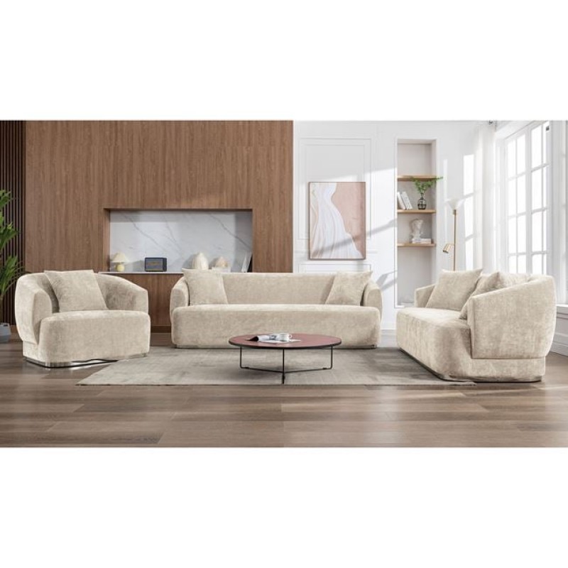 CARACAS Set Σαλόνι - Καθιστικό Πολυθρόνα-2Θέσιος-3Θέσιος, Ύφασμα Μπεζ Κωδικός: [Ε-00025505] Ε9425,S1