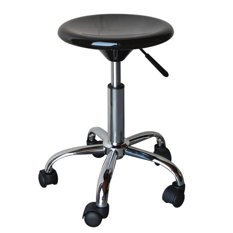 GLORY Σκαμπό, Βάση Χρώμιο, ABS Μαύρο, Ρυθμιζόμενο Ύψος, Περιστρεφόμενο, Τροχήλατο Κωδικός: [Ε-00006563] ΕΜ408