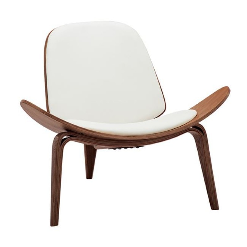 TAYLOR Πολυθρόνα Σαλονιού Καθιστικού Καρυδί, Pu Άσπρο Κωδικός: [Ε-00020774] Ε7510,2