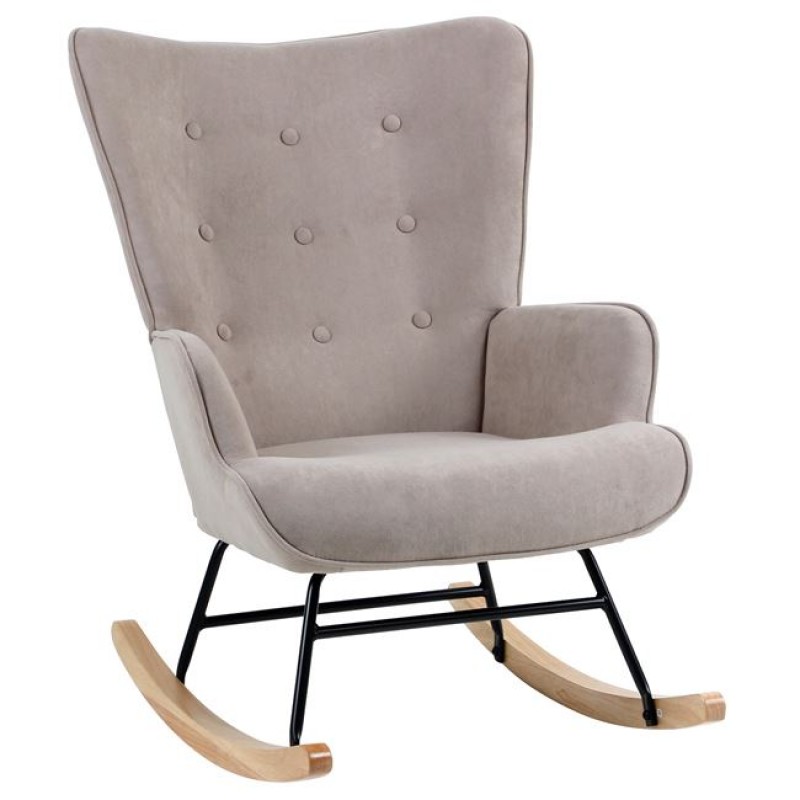 ALMA Rocking Πολυθρόνα Μπερζέρα Καθιστικού, Ύφασμα Velure Καφέ, Βάση Μαύρο-Φυσικό Κωδικός: [Ε-00024283] Ε7143,2