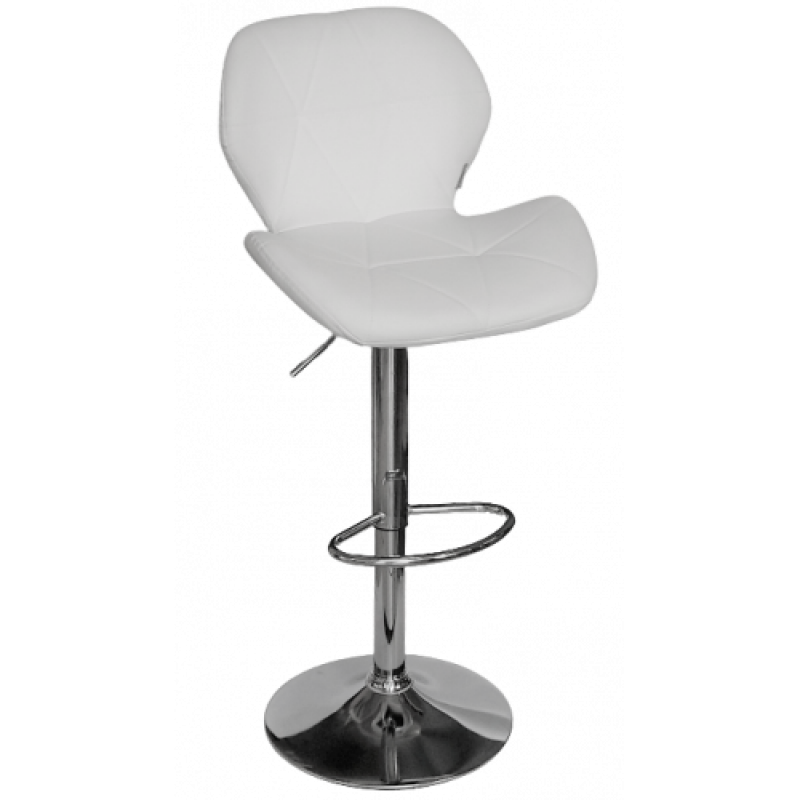 ZOZE-BAR σκαμπό ρυθμιζόμενo μεταλλικό ΧΡΩΜΙΟ δερματίνη ΛΕΥΚΗ / 46x48xH90-112