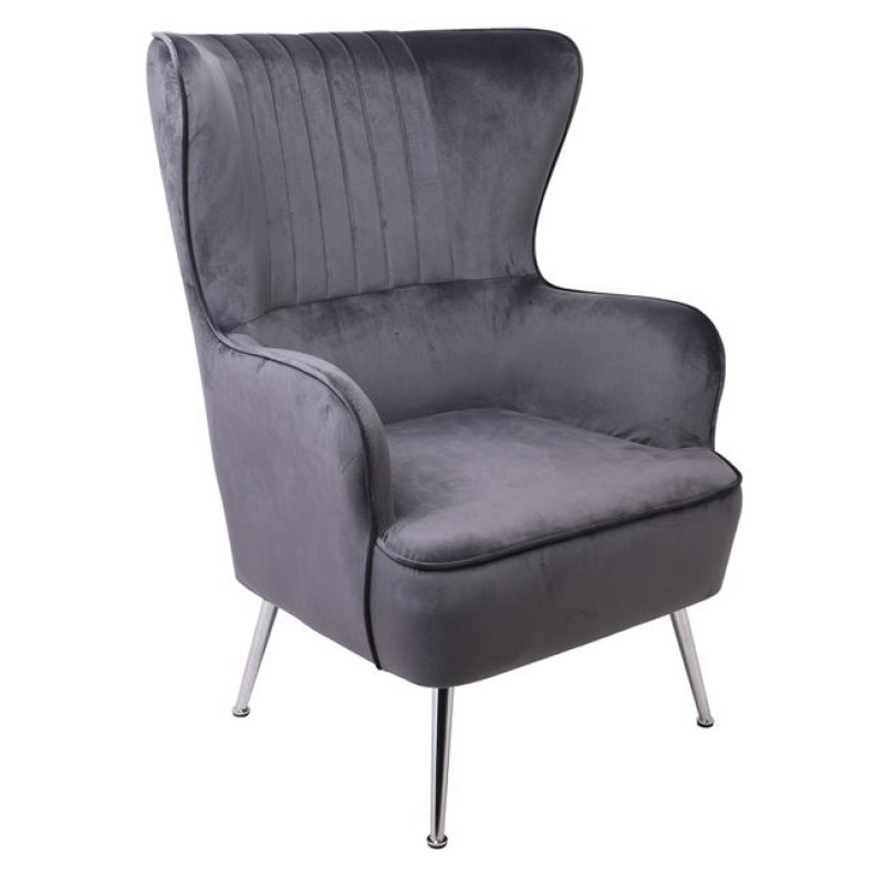 CROMA Πολυθρόνα - Μπερζέρα Σαλονιού - Καθιστικού, Ύφασμα Γκρι Velure Κωδικός: [Ε-00021071] Ε7138,7