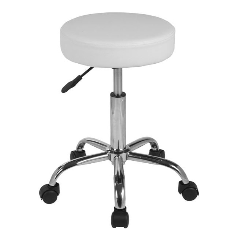 GLORY Σκαμπό, Βάση Χρώμιο, PU Άσπρο, Ρυθμιζόμενο Ύψος, Περιστρεφόμενο, Τροχήλατο Κωδικός: [Ε-00024836] ΕΜ406,1