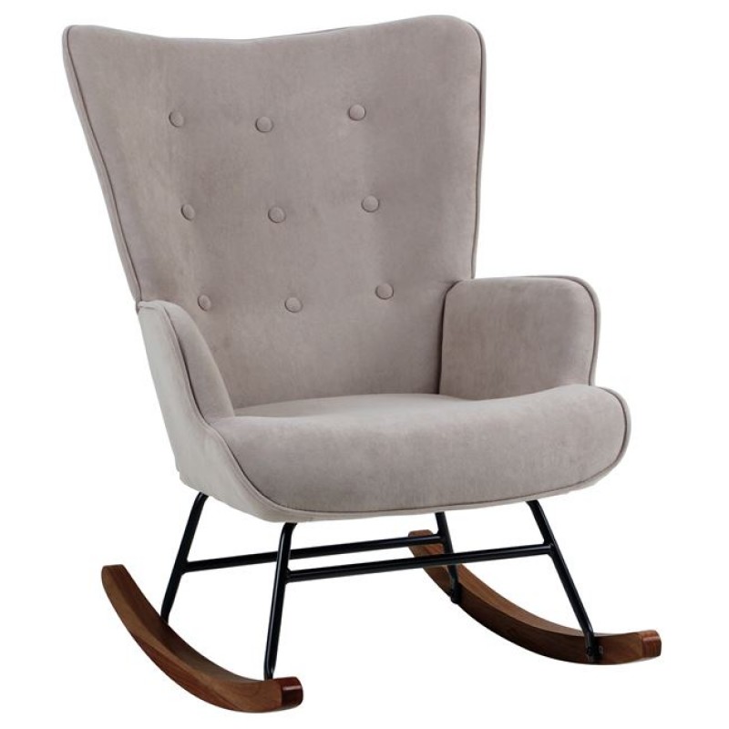 ALMA Rocking Πολυθρόνα Μπερζέρα Καθιστικού, Ύφασμα Velure Καφέ, Βάση Μαύρο-Καρυδί Κωδικός: [Ε-00026081] Ε7143,2Κ