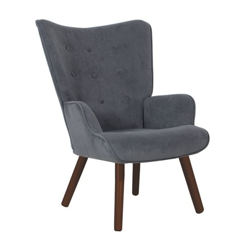 ALMA Πολυθρόνα - Μπερζέρα Σαλονιού - Καθιστικού Καρυδί Ύφασμα Γκρι Velure, K/D Κωδικός: [Ε-00022986] Ε7141,70Κ