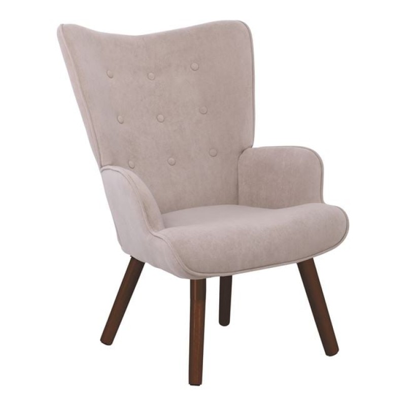 ALMA Πολυθρόνα - Μπερζέρα Σαλονιού - Καθιστικού Καρυδί Ύφασμα Velure Ανοιχτό Καφέ,K/D Κωδικός: [Ε-00022984] Ε7141,20Κ