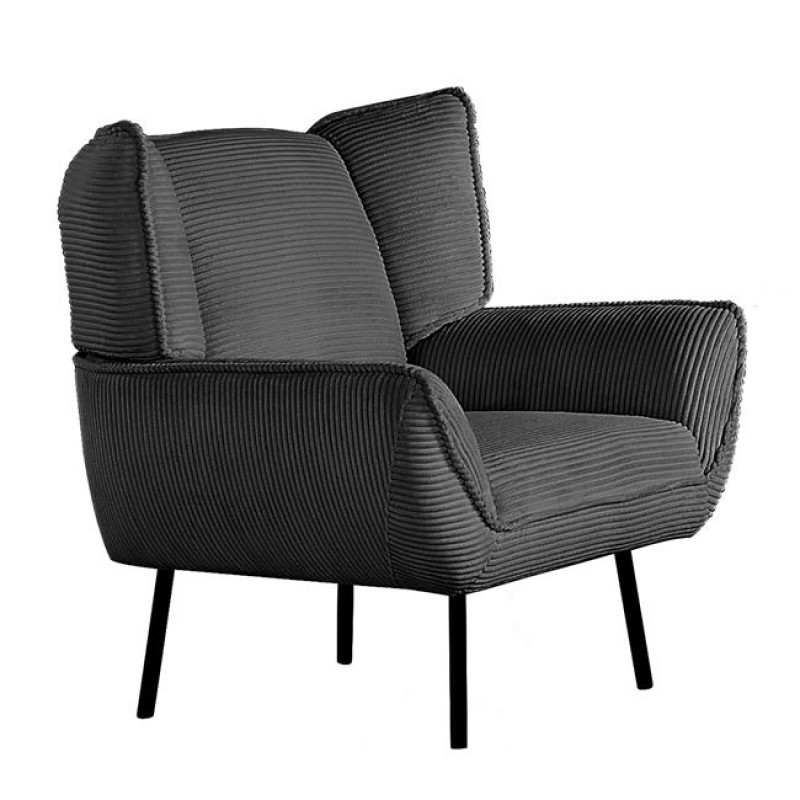 EMERALD Πολυθρόνα Σαλονιού - Καθιστικού, Ύφασμα Κοτλέ Ανθρακί Κωδικός: [Ε-00024949] Ε9418,3